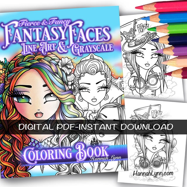 Artsy Girls Coloring Book PDF Instant Download. Fun, Creative Girls to Color.  Knitting, Sewing, Coloring, Nail Art, Diamond Painting. 